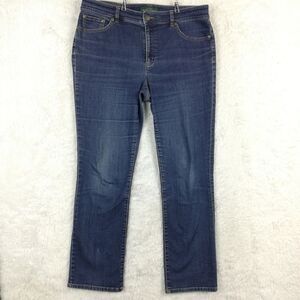 LRL Lauren Jeans Co Womens Jeans Heritage Straight‎ Leg Denim Blue Whiskering 12